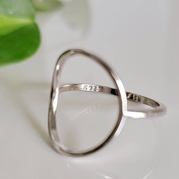 Circle Ring, Sterling Silver Halo Women Ring, O Ring, Stack Ring, 925 Stamped, - Picture 7 of 8